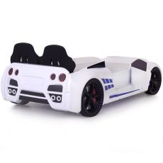 Дитяче ліжко машина GTR White 190х90 см з підсвіткою, музикою, шкіряний салон, пультом